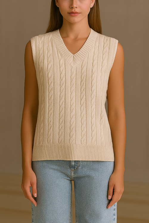 Cable Knit Cream Sweater Vest