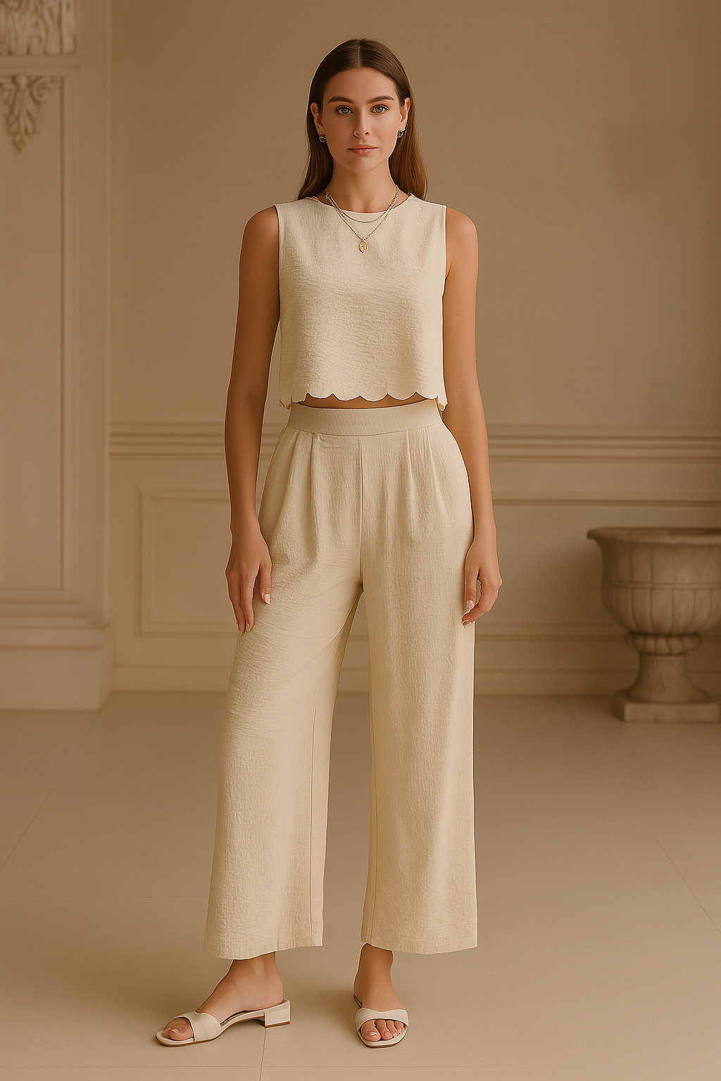 Schickes Leinen-Set „Olive Breeze“