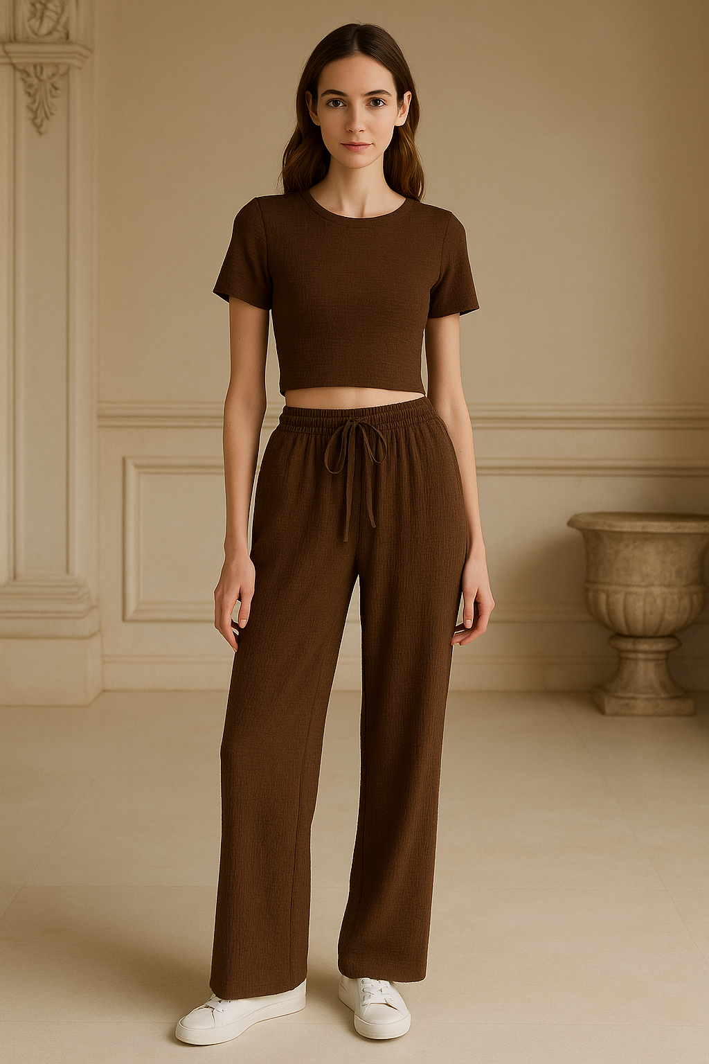 ChocoLuxe Lounge-Set – 2-teiliges bequemes braunes Outfit