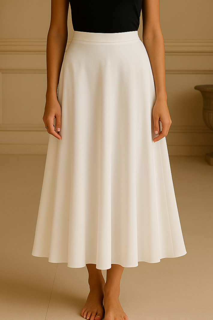 Ivory Elegance Flare Skirt