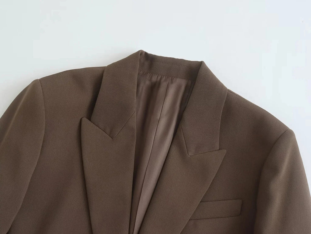 Mocha Elegance Tailored Blazer Set