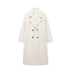 Ivory Double-Breasted Wool Blend Coat